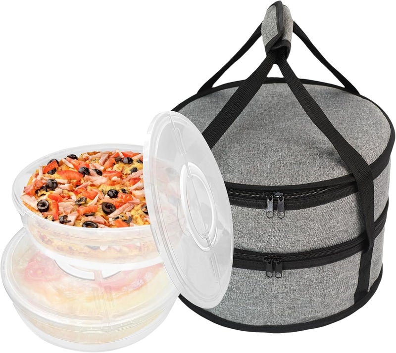 Aufind 12" 2 Pack Pie Carrier with Lid and Insulated Food Carrying Case Bag, Reusable Food Storage Containers for Pies, Cheesecake, Pizza, Nuts Fruit - Image 1